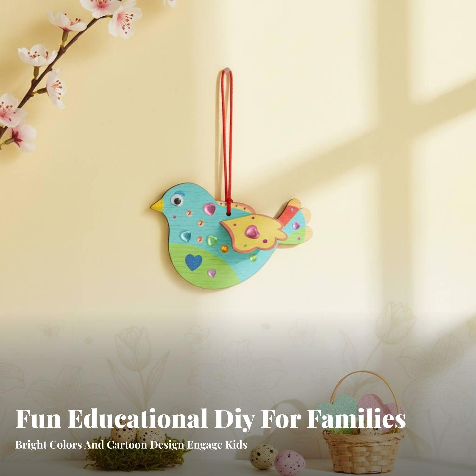 Kids Education Activities - ชุดงานฝีมือประดับตกแต่งรูปนกไม้ DIY สำหรับเด็ก ชุดสีระบายภาพแบบ 3 มิติ
