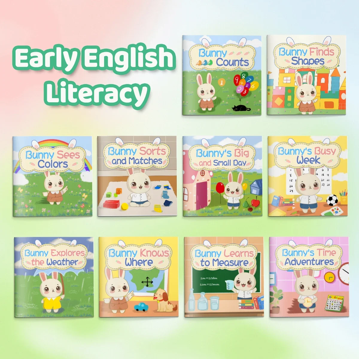Kids Education Number - หนังสือเสริมพัฒนาการสำหรับเด็กเล็ก ชุดกระต่ายน้อยแสนฉลาด 10 หัวข้อ เรียนรู้ตัวเลข รูปทรง