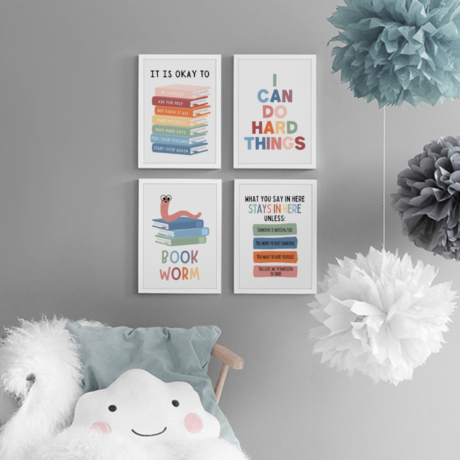 Kids Education Motivation - คำคมการศึกษาภาษาอังกฤษ โปสเตอร์สร้างแรงบันดาลใจสำหรับห้องเรียน และงานพิมพ์ภาพศิลปะบนผืนผ้าใบ ภาพวาดตกแต่งผนังสมัยใหม่สำหรับห้องเด็ก ตกแต่งบ้าน