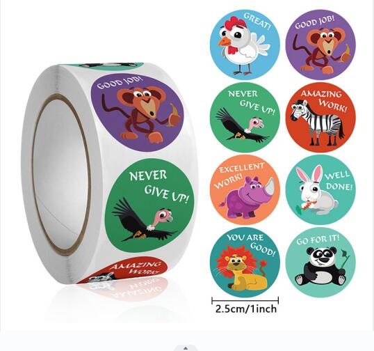 Kids Education Motivation - สติกเกอร์การเรียนรู้รูปสัตว์น่ารัก 50-500 ชิ้น รางวัลสำหรับเด็ก สร้างแรงจูงใจครู สติกเกอร์การศึกษาสำหรับเด็ก