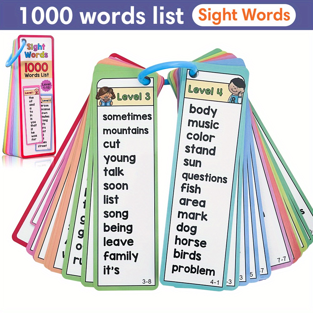 Kids Education Activities - 1000 Sight Words แฟลชการ์ดสําหรับเด็กอายุ 6-10 สนุกการเรียนรู้กิจกรรมการ์ดสองด้าน