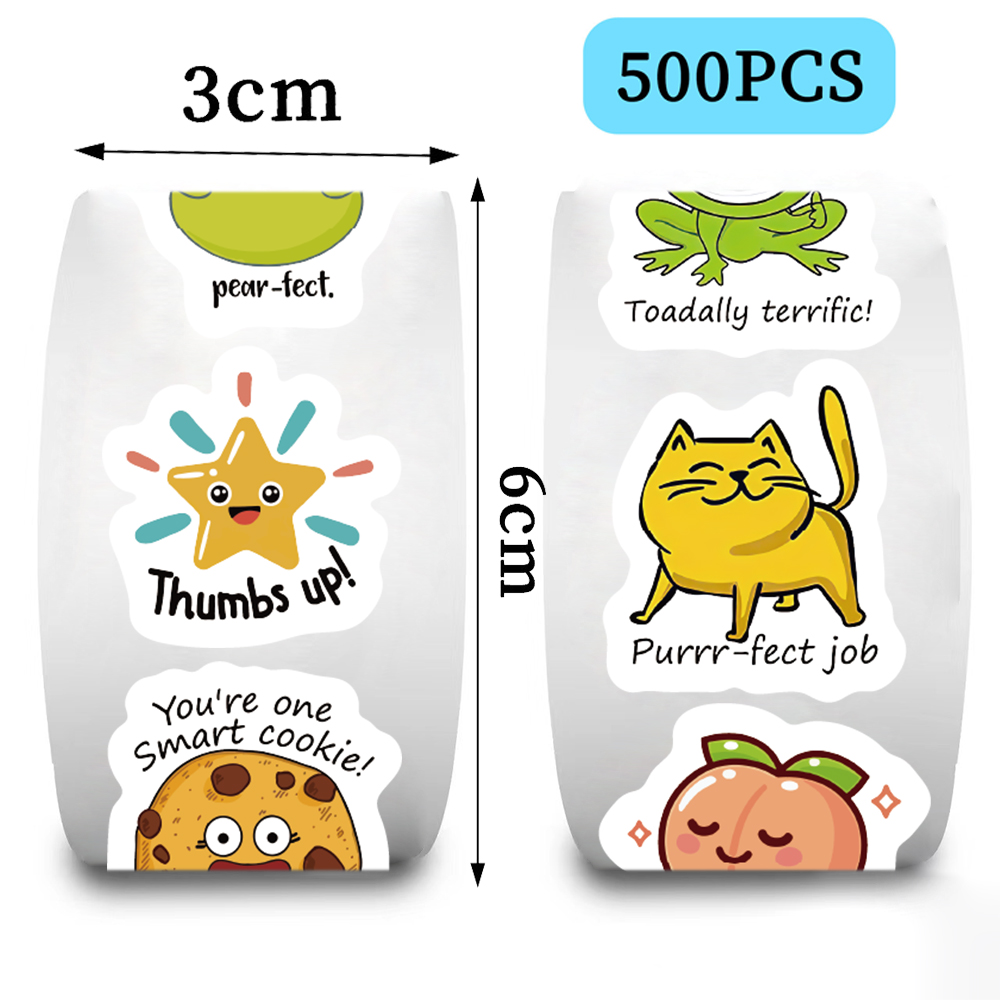 500 PCS ม้วนน่ารักรูปลอกนักเรี - Kids Education Motivation บทวิจารณ์และราคา