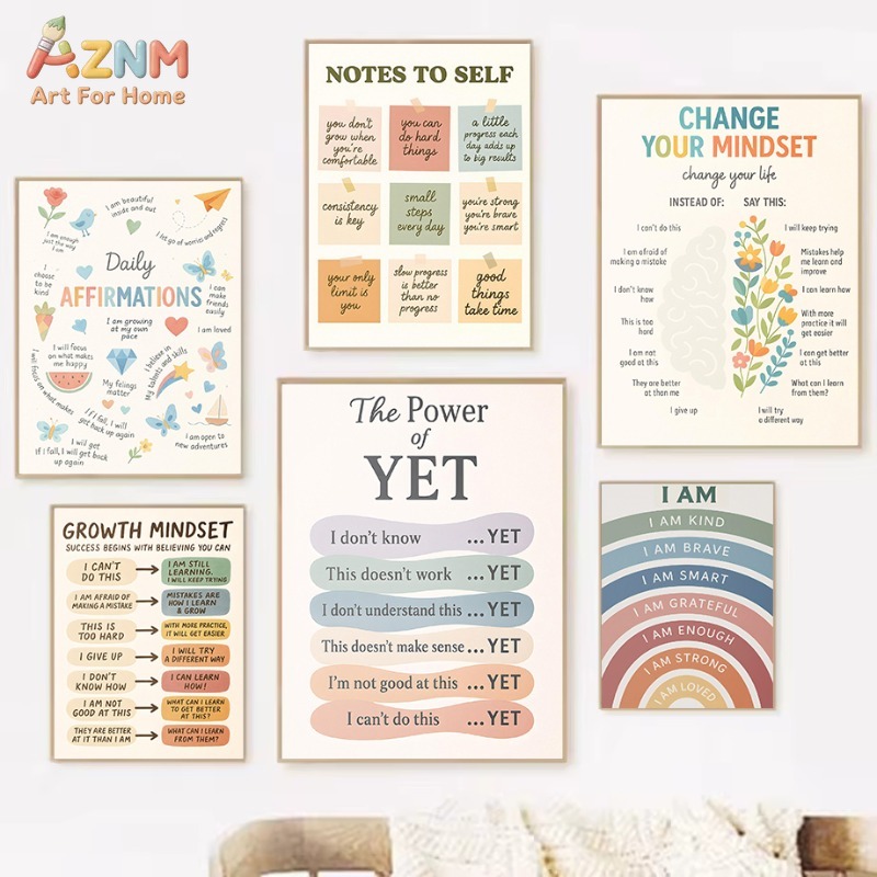AZNM ซอฟท์พาสเทล ความคิดเชิงบว - Kids Education Motivation บทวิจารณ์และราคา