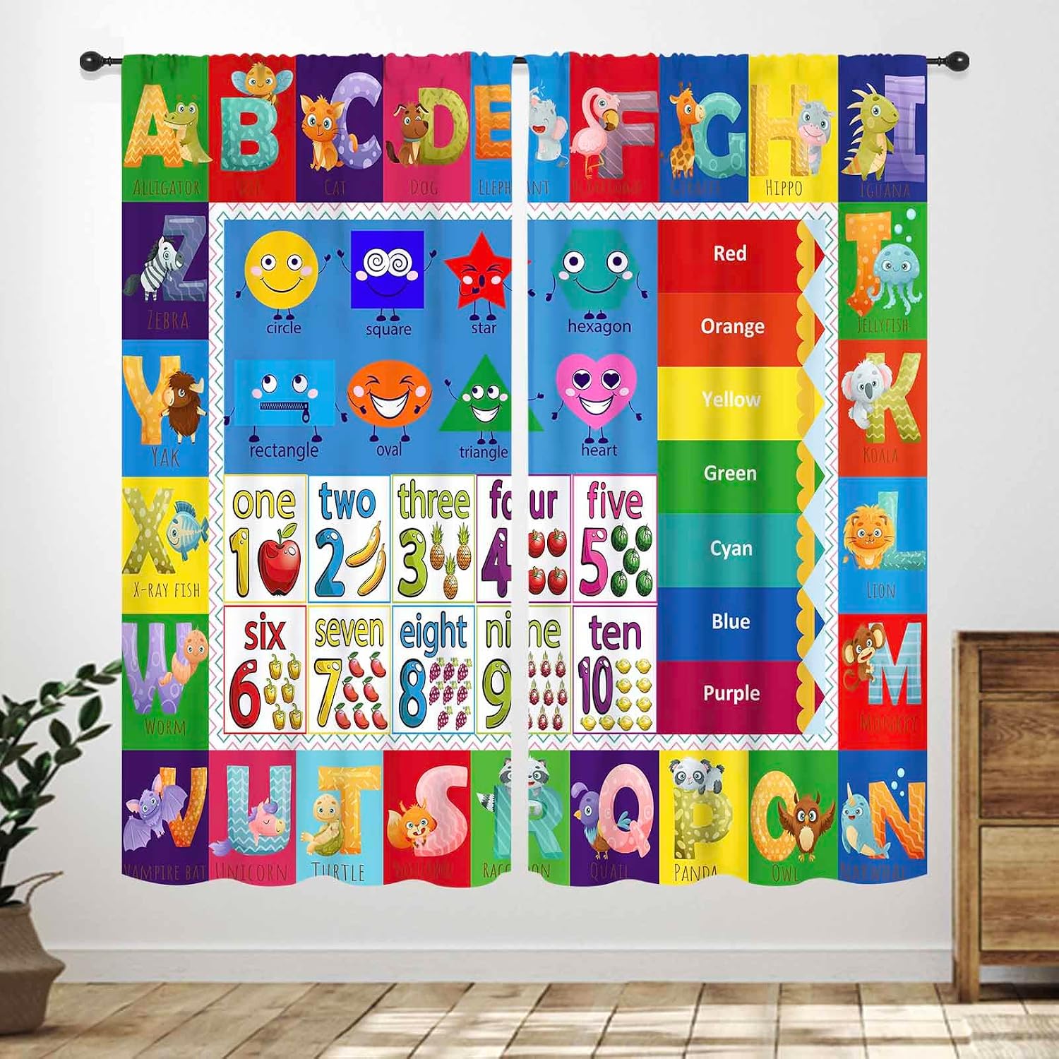 ผ้าม่านลายตัวอักษรและรูปทรง AB - Abc Kids Early Education บทวิจารณ์และราคา