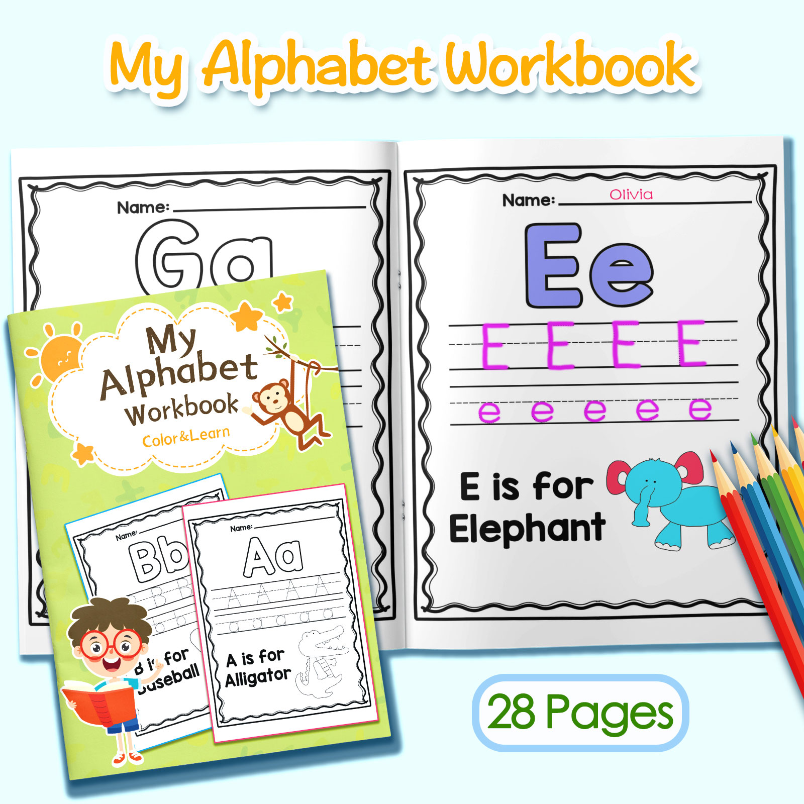 สมุดระบายสีคำศัพท์และประโยคตัว - Kids Education Activities บทวิจารณ์และราคา
