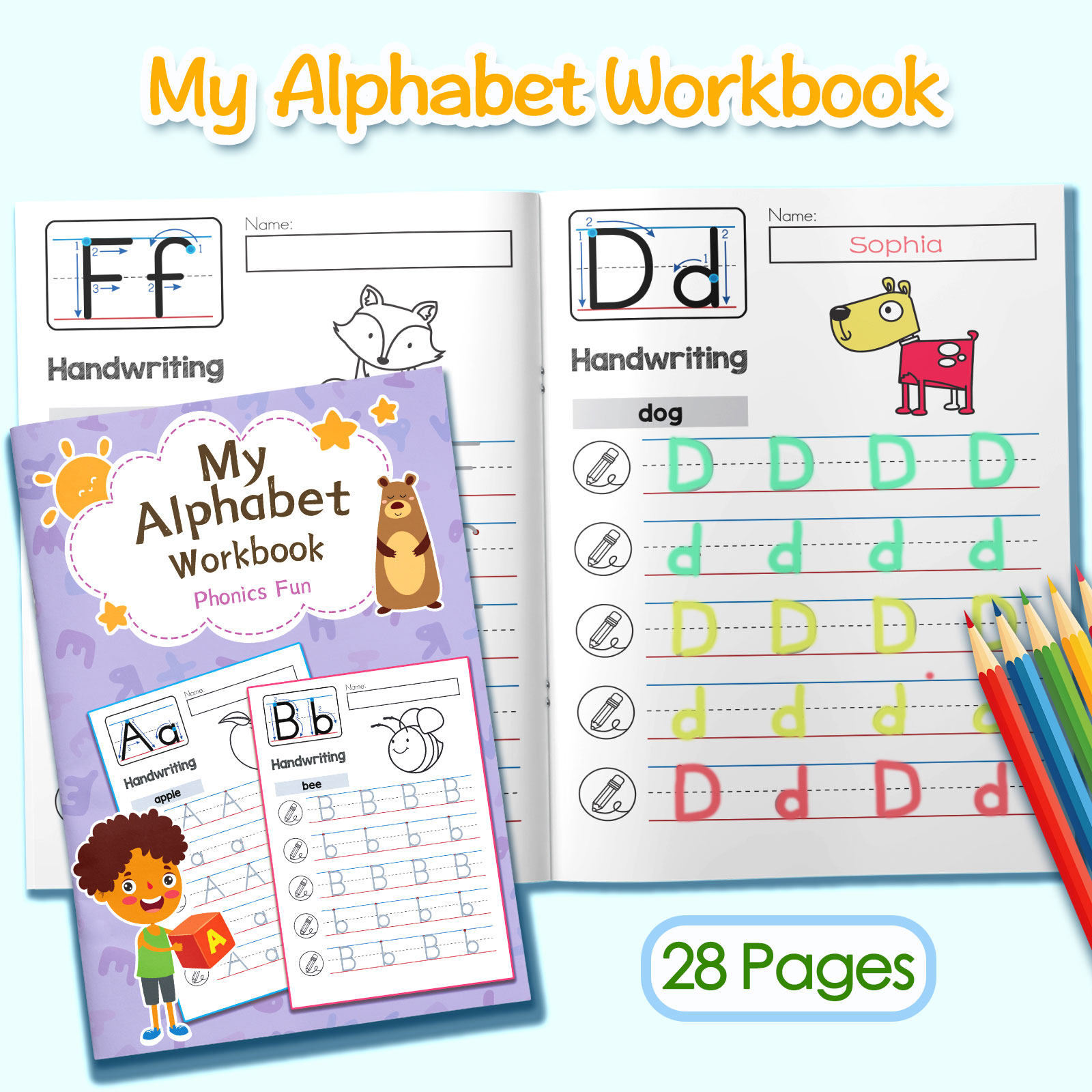 สมุดระบายสีคำศัพท์และประโยคตัว - Kids Education Activities บทวิจารณ์และราคา